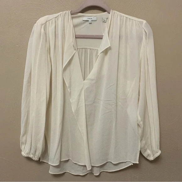 Vince. Shirred Silk Popover Blouse - Picture 2 of 12